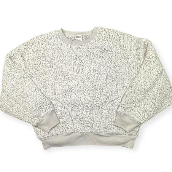 PINK VICTORIA’S SECRET Women’s Gray Sherpa Crewneck Sweatshirt Size XS - Picture 1 of 4